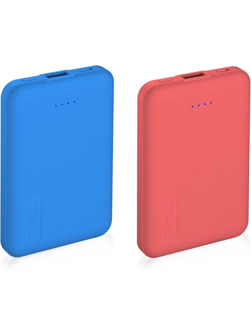 2-Pack Red Blue Dual USB Lightweight 5000mAh Portable Charger Power Bank